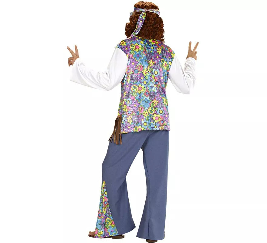 Translation missing: fr.Disfraz de Hippie blanco con chaleco para hombre