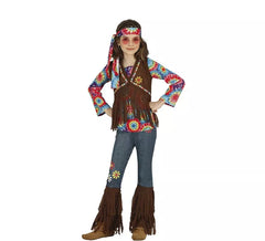 Déguisement hippie avec gilet marron fille