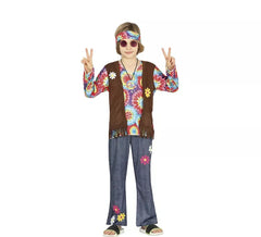 Déguisement hippie avec gilet marron pour garçon