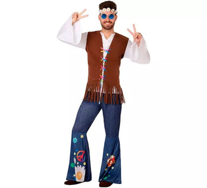 Disfraz de Hippie con Chaleco para hombre