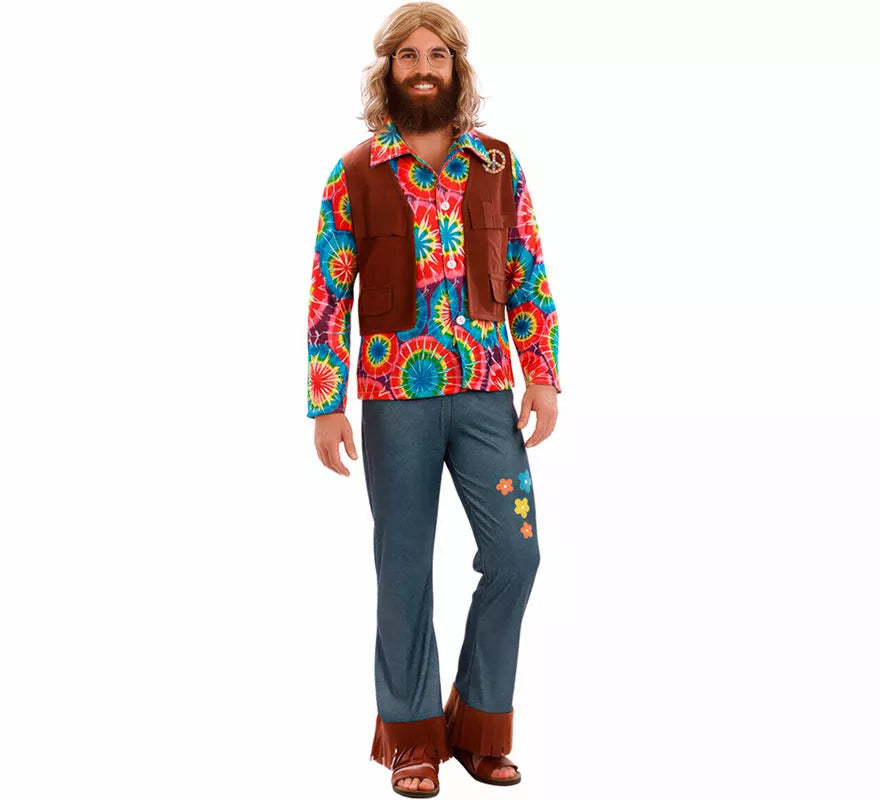 Disfraz de Hippie con Chaleco para hombre