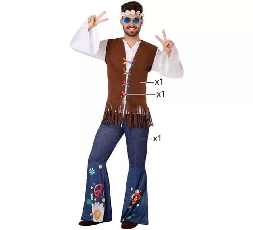 Translation missing: fr.Disfraz de Hippie con Chaleco para hombre