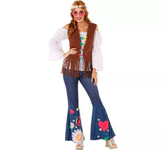 Déguisement hippie avec gilet pour femme