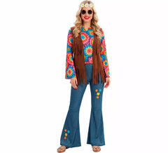 Déguisement hippie avec gilet pour femme