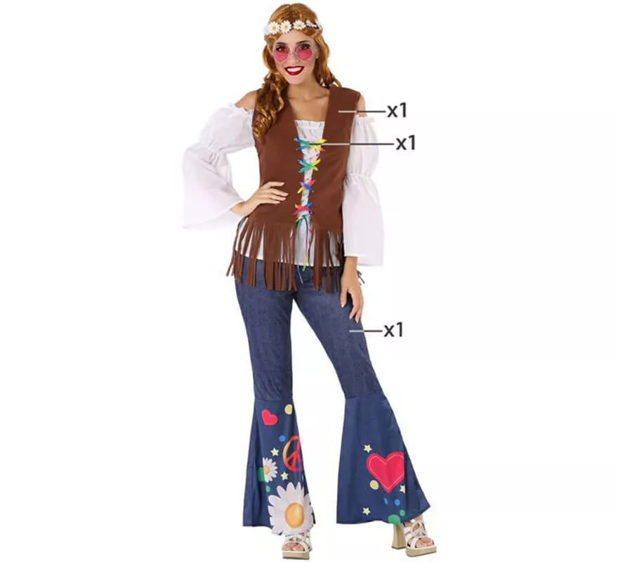 Translation missing: fr.Disfraz de Hippie con Chaleco para mujer