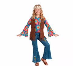 Déguisement hippie avec gilet pour fille