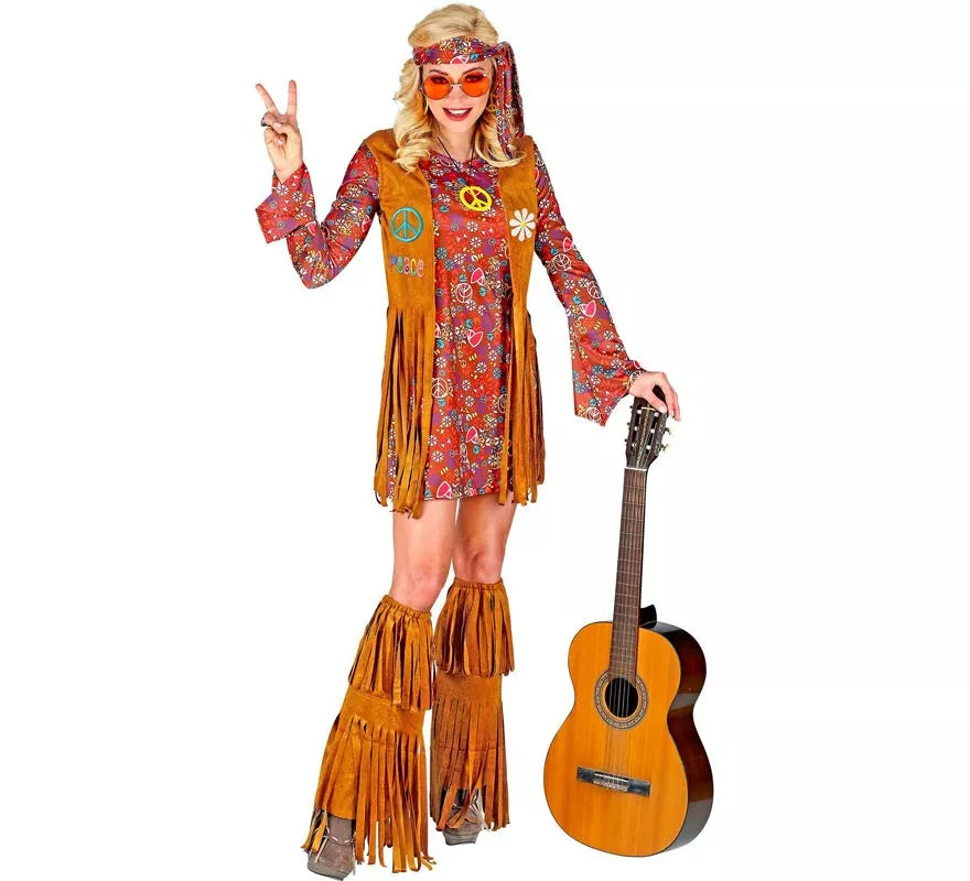 Translation missing: fr.Disfraz de Hippie con cubrebotas y flecos para mujer