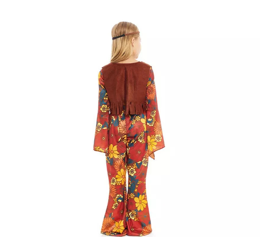 Translation missing: fr.Disfraz de Hippie floral con chaleco para niña