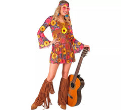 Costume Hippie Floral avec Franges pour Femme
