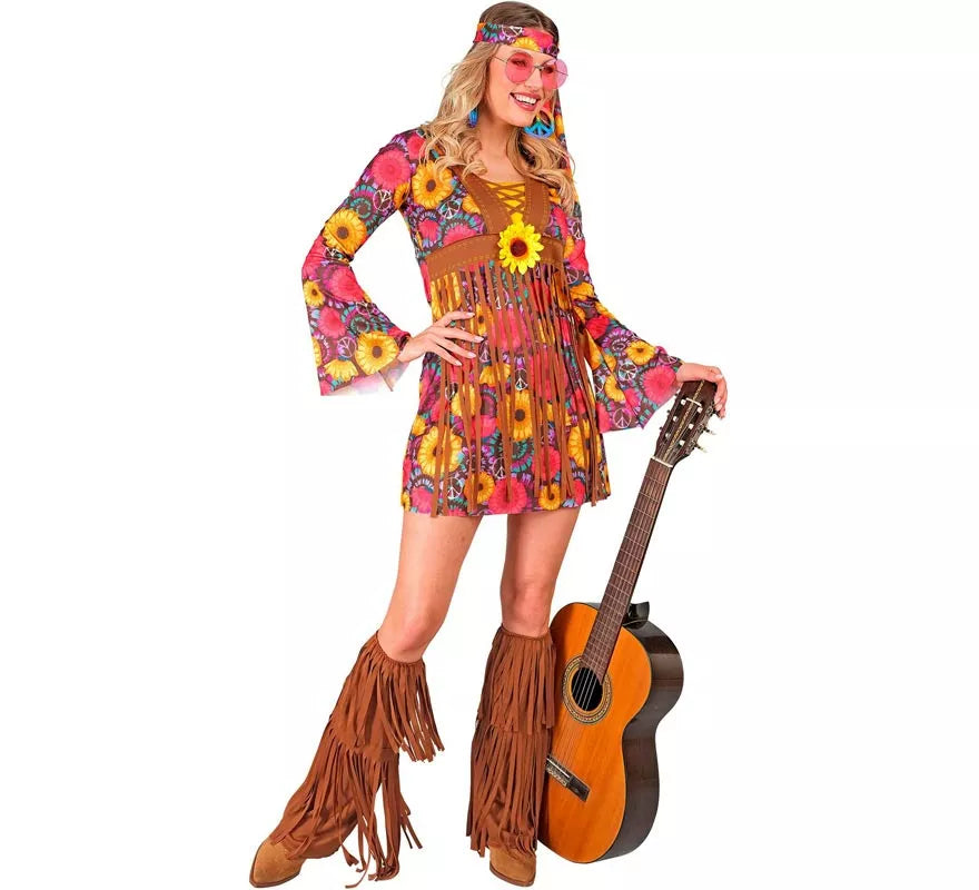 Translation missing: fr.Disfraz de Hippie floral con flecos para mujer