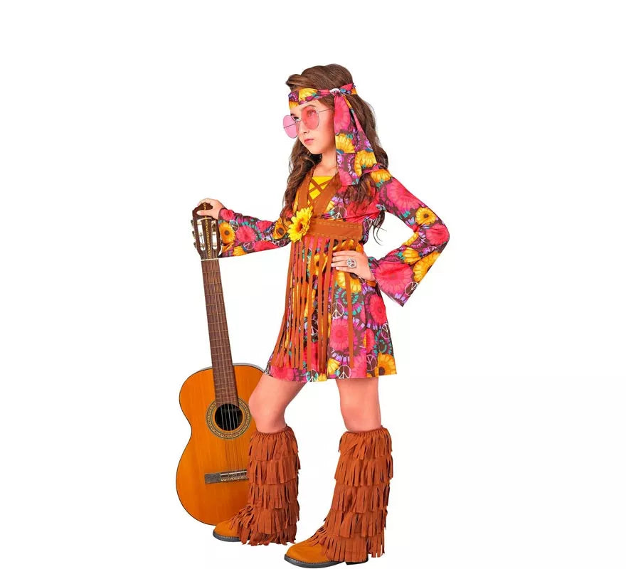 Translation missing: fr.Disfraz de Hippie Floral con flecos para niña y adolescente