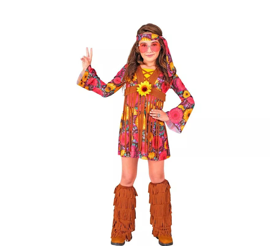 Translation missing: fr.Disfraz de Hippie Floral con flecos para niña y adolescente
