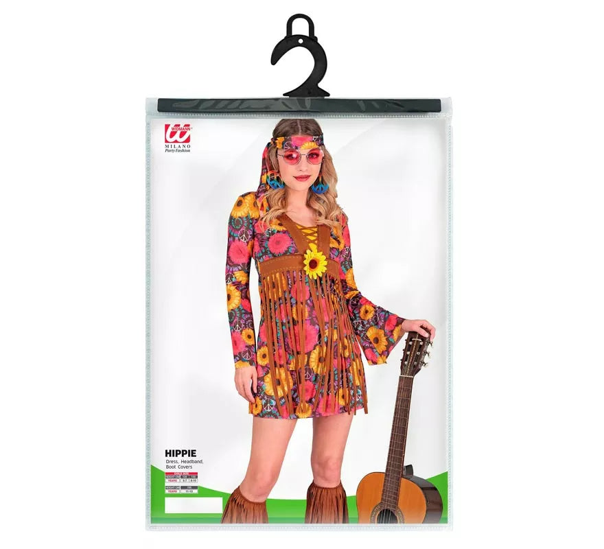 Translation missing: fr.Disfraz de Hippie Floral con flecos para niña y adolescente