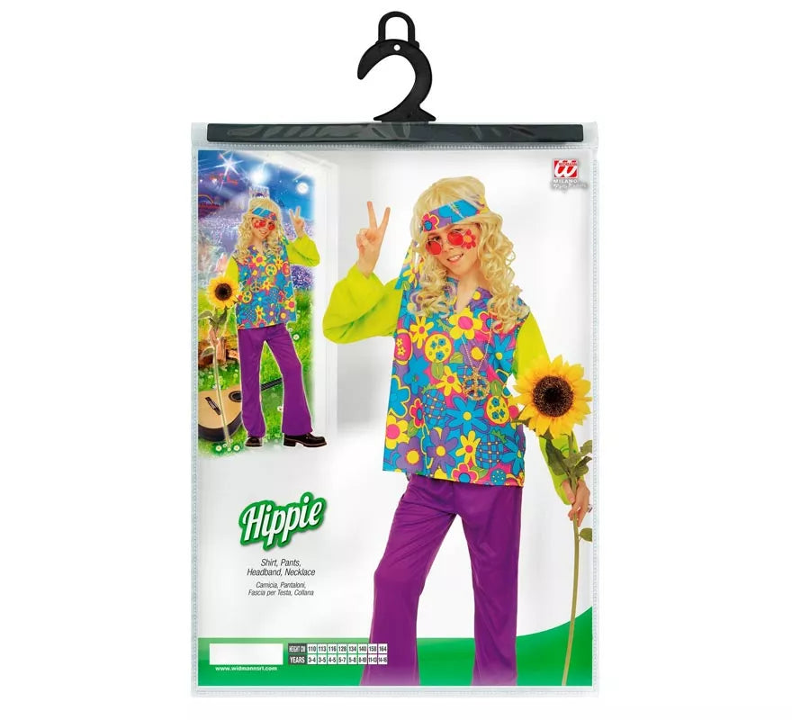 Translation missing: fr.Disfraz de Hippie Floral verde para niño y adolescente