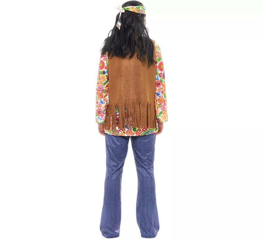 Translation missing: fr.Disfraz de Hippie Flores con chaleco para hombre