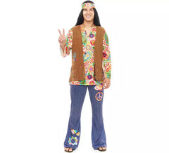 Déguisement hippie Flores avec gilet pour homme