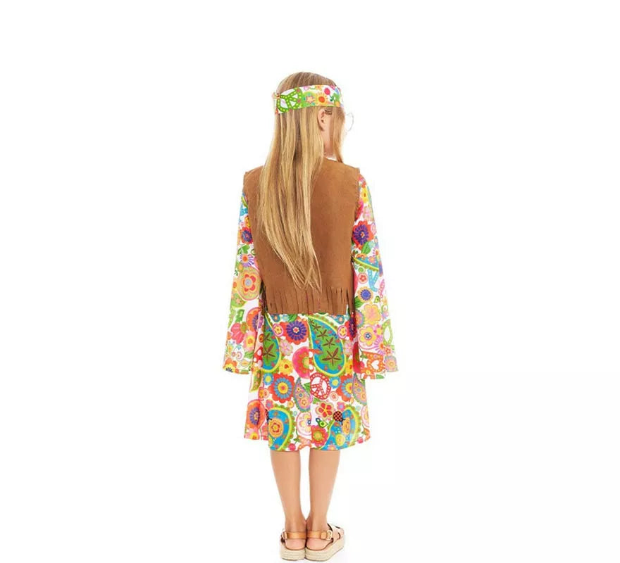 Translation missing: fr.Disfraz de Hippie Flores con chaleco para niña