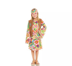 Déguisement Hippie Fleurs avec gilet fille