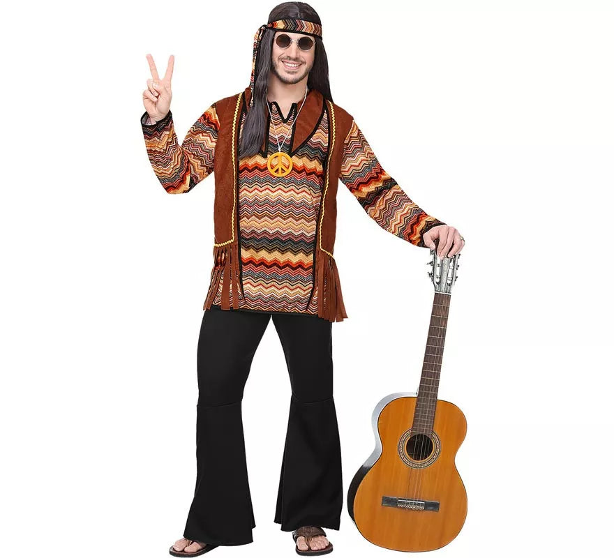 Translation missing: fr.Disfraz de Hippie franjas de colores para hombre