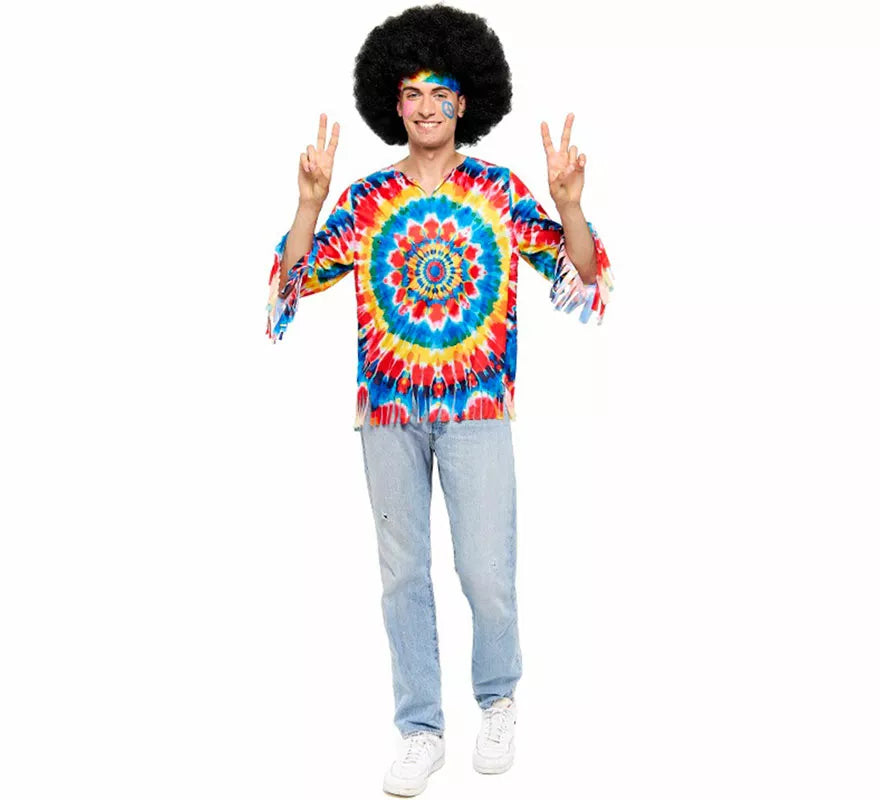 Translation missing: fr.Disfraz de Hippie multicolor para hombre
