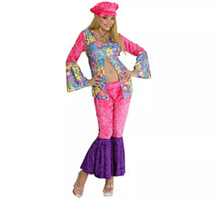 Déguisement Hippie Rose Velours Femme