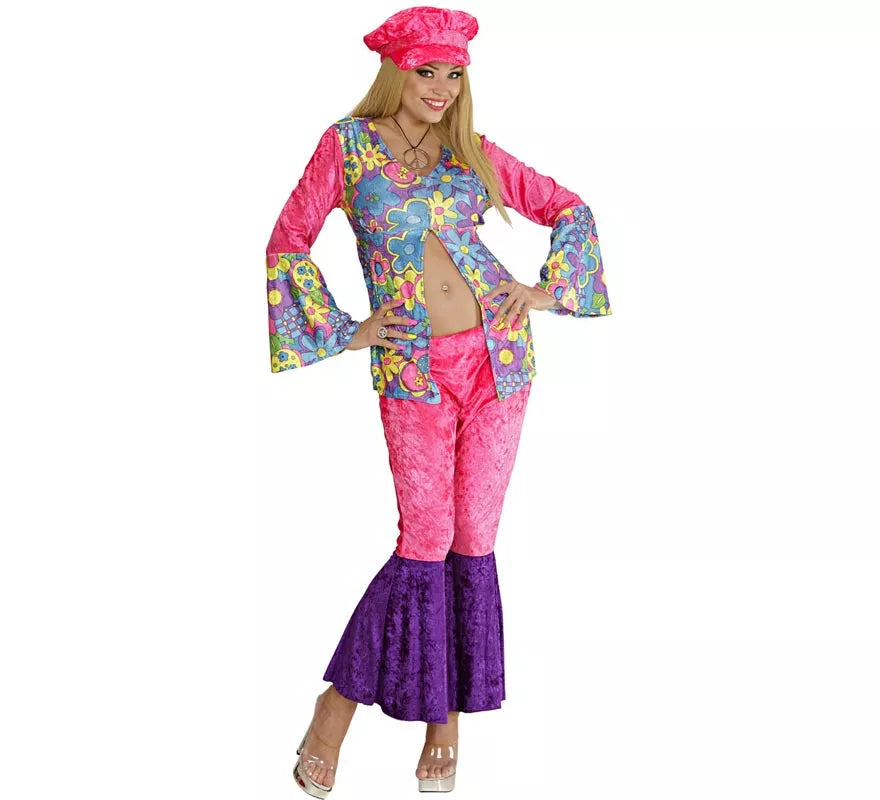 Translation missing: fr.Disfraz de Hippie rosa de terciopelo para mujer
