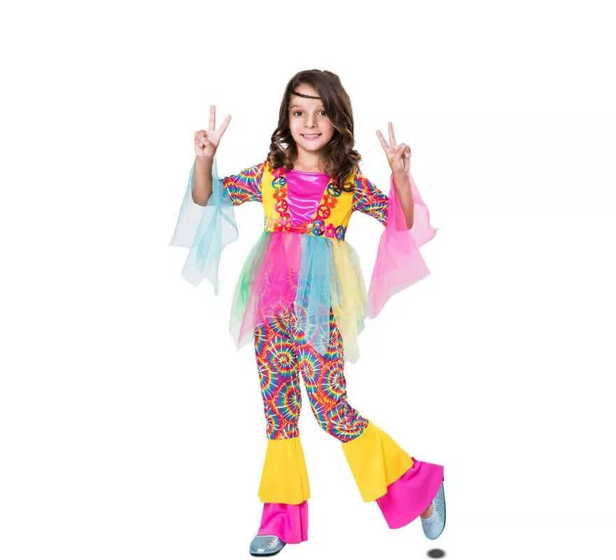 Disfraz de Hippie Rosa para niña