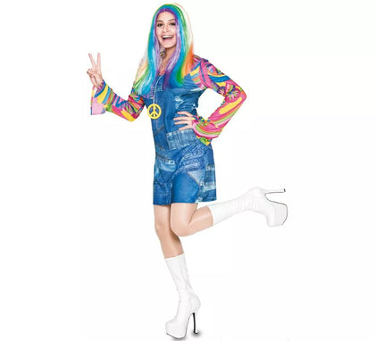 Disfraz de Hippie vaquera para mujer