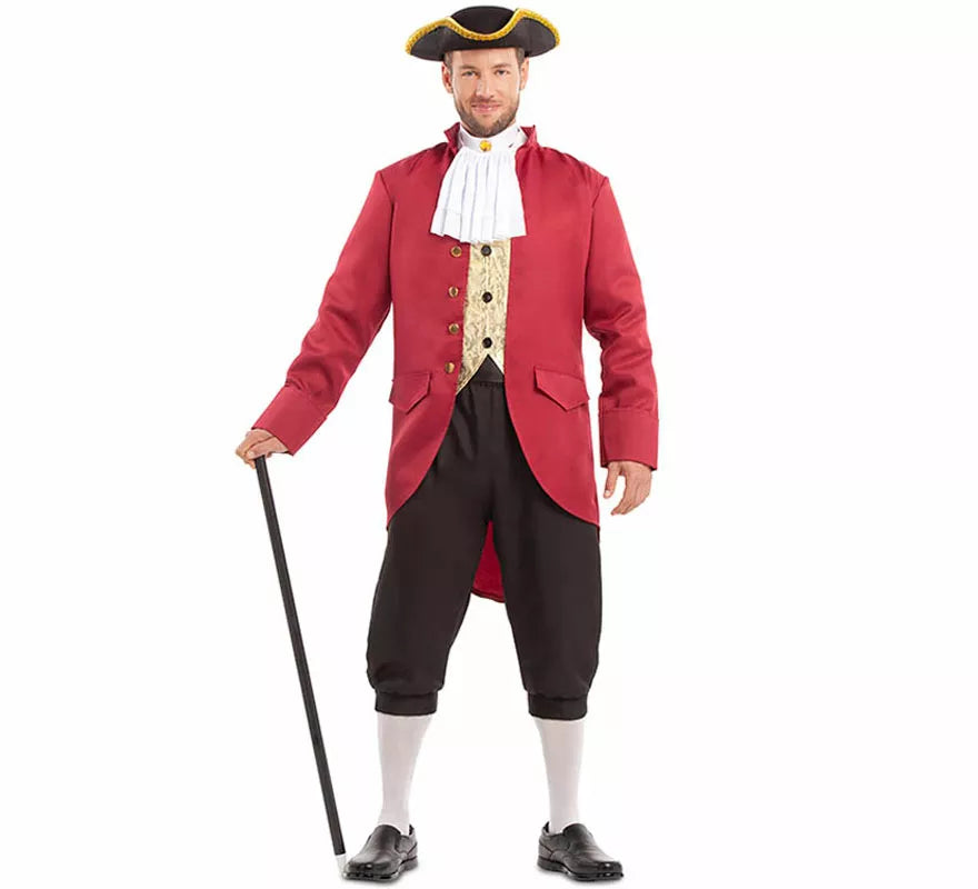 Disfraz de Hombre Colonial rojo y negro para hombre