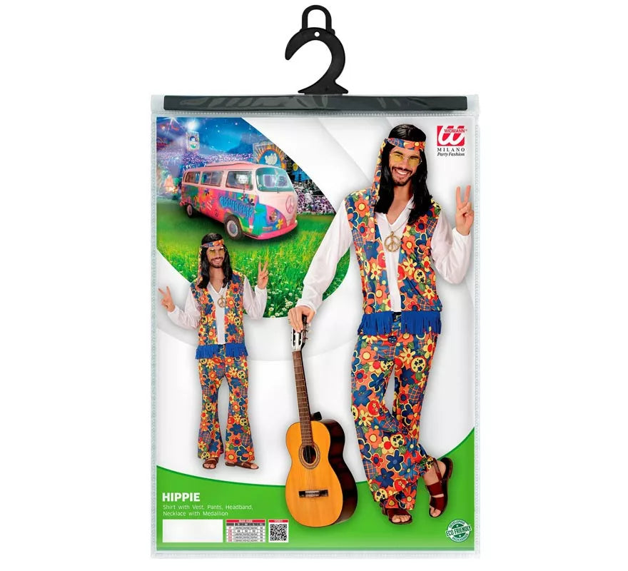 Translation missing: fr.Disfraz de Hombre Hippie con cinta y medallón para hombre
