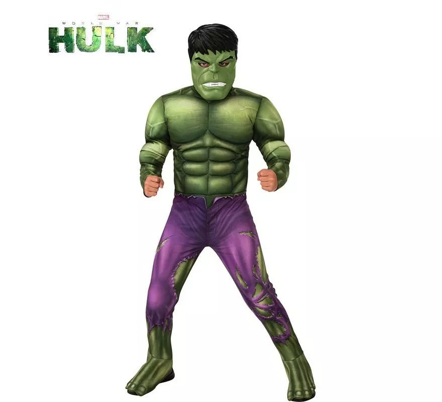 Translation missing: fr.Disfraz de Hulk verde musculoso con máscara deluxe para niño