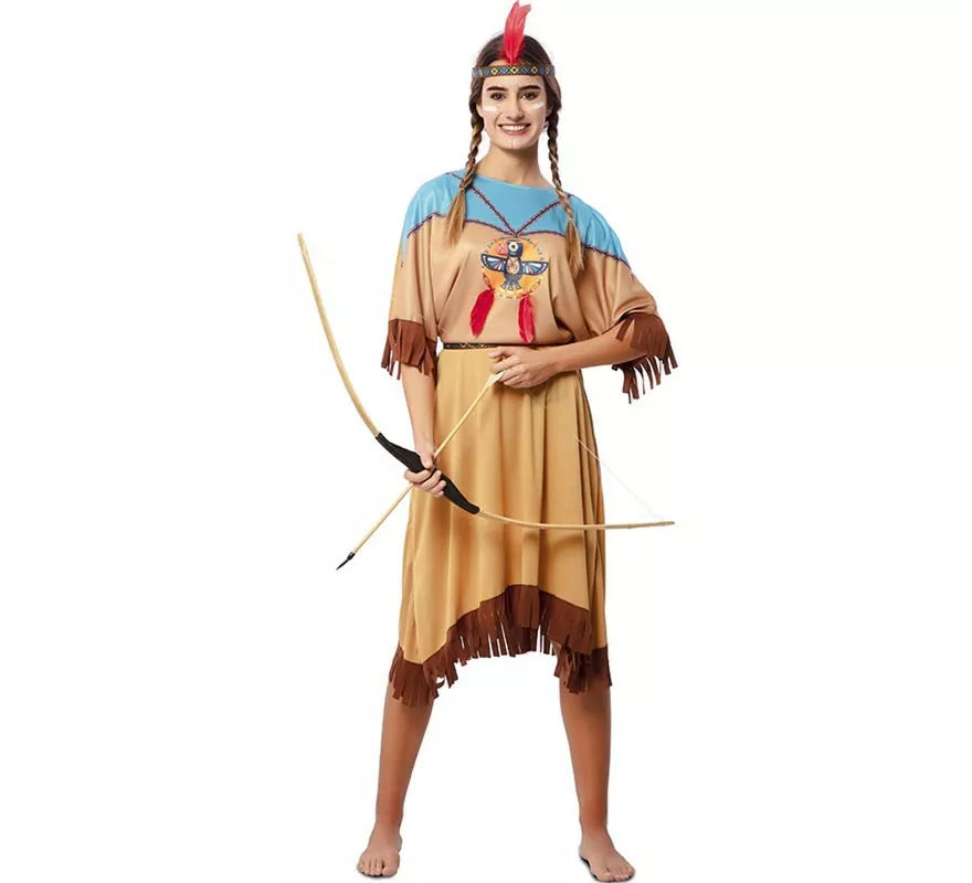 Translation missing: fr.Disfraz de India Apache en vestido con tocado para mujer
