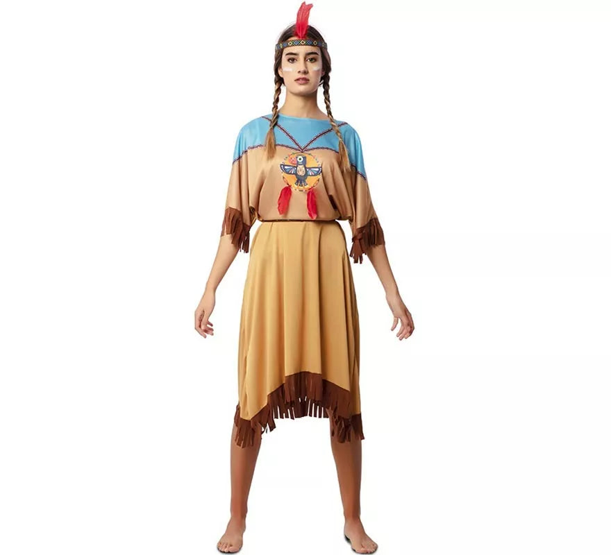 Translation missing: fr.Disfraz de India Apache en vestido con tocado para mujer