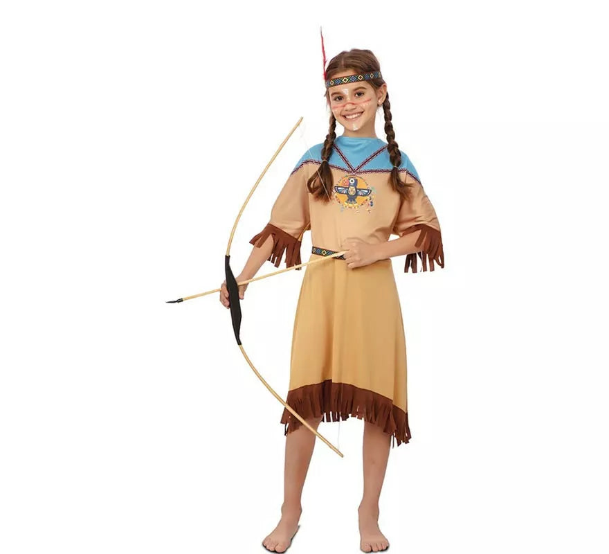 Translation missing: fr.Disfraz de India Apache en vestido con tocado para niña