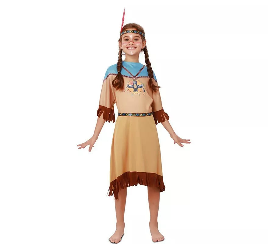 Translation missing: fr.Disfraz de India Apache en vestido con tocado para niña