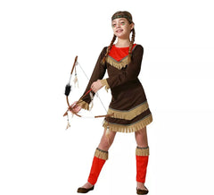 Déguisement indien rouge à franges fille