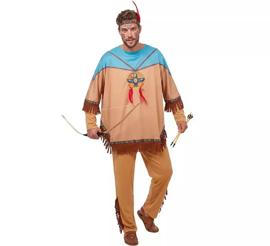Disfraz de Indio Apache con tocado para hombre