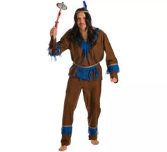 Disfraz de Indio con Flecos Azules para hombre