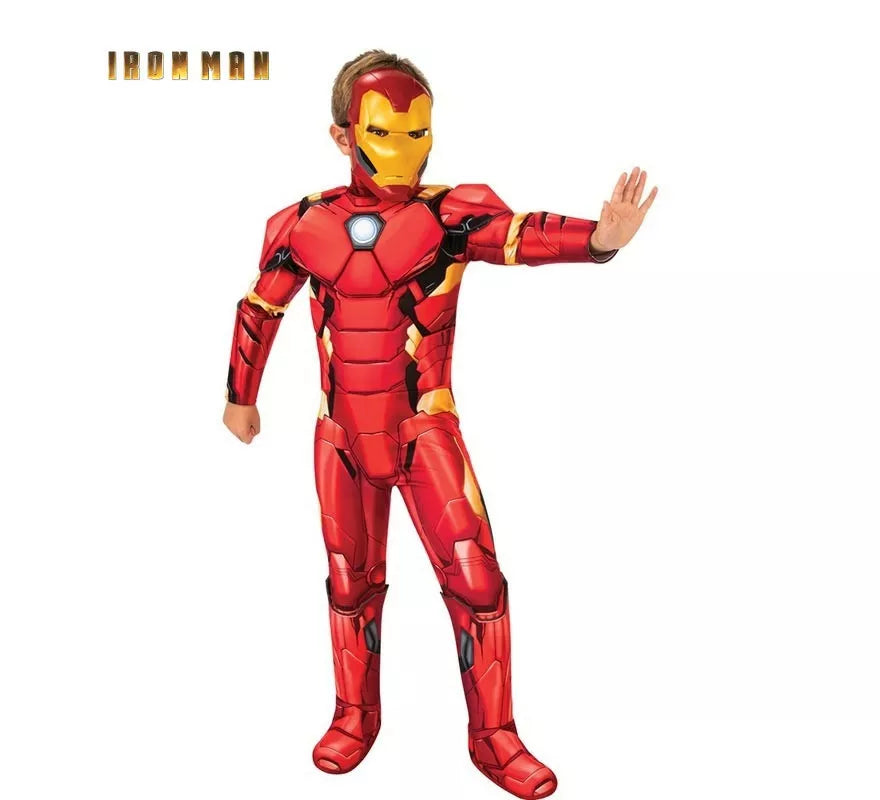 Translation missing: fr.Disfraz de Iron Man musculoso con máscara deluxe para niño