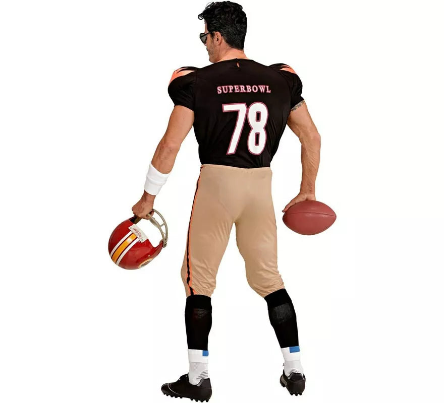 Translation missing: fr.Disfraz de Jugador de Fútbol Americano negro y marrón para hombre