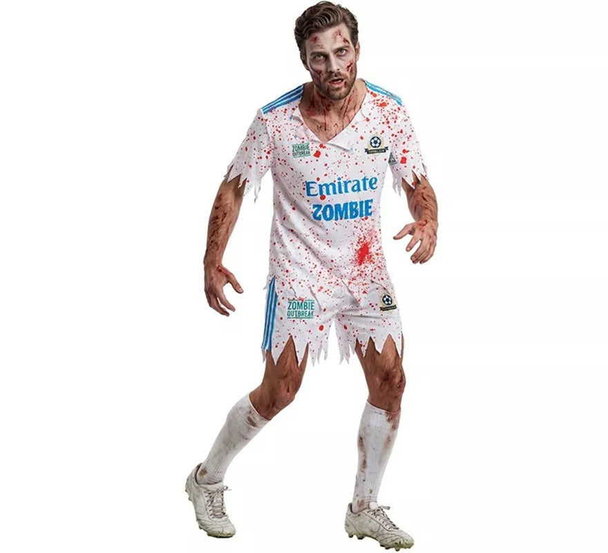 Translation missing: fr.Disfraz de Jugador de Fútbol Zombie blanco para hombre
