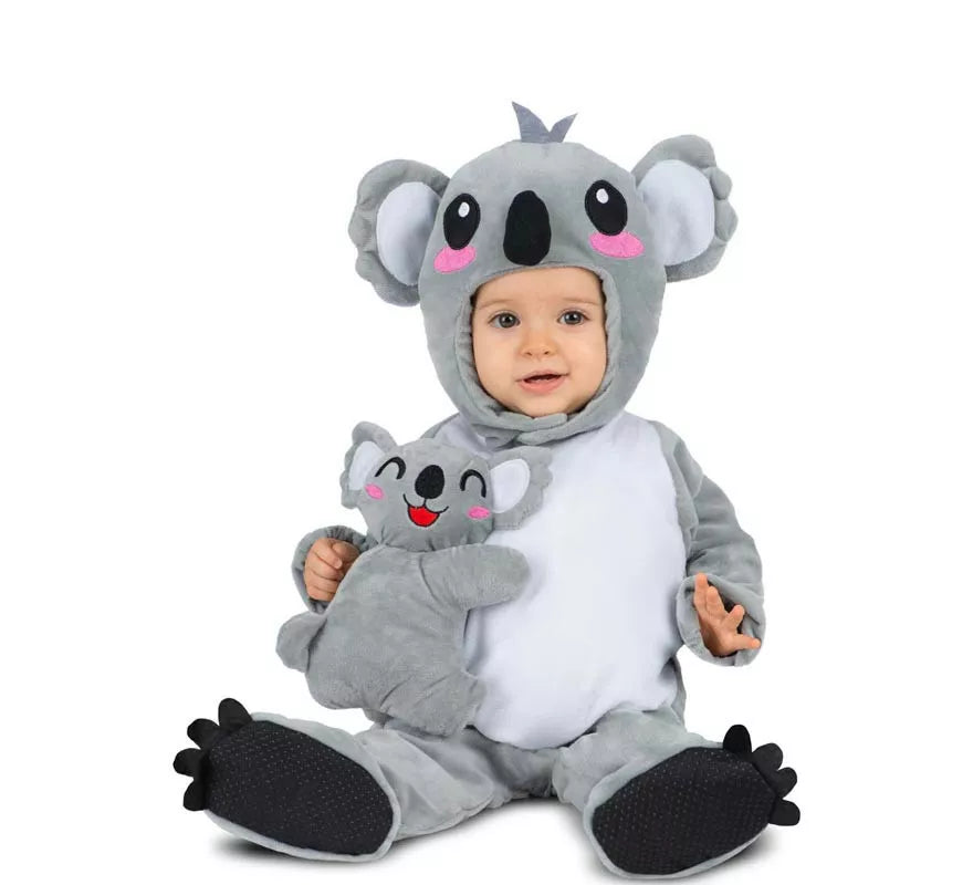 Translation missing: fr.Disfraz de Koala gris con gorro y peluche para bebé y niños