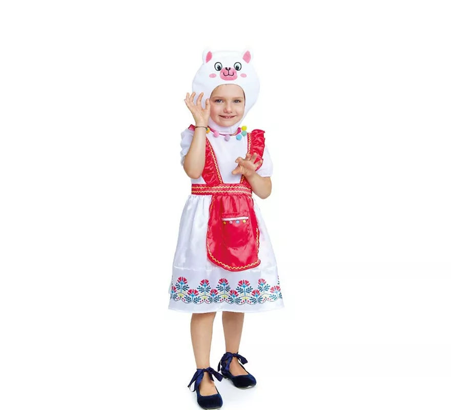 Translation missing: fr.Disfraz de Llama blanca en vestido con gorro para bebé