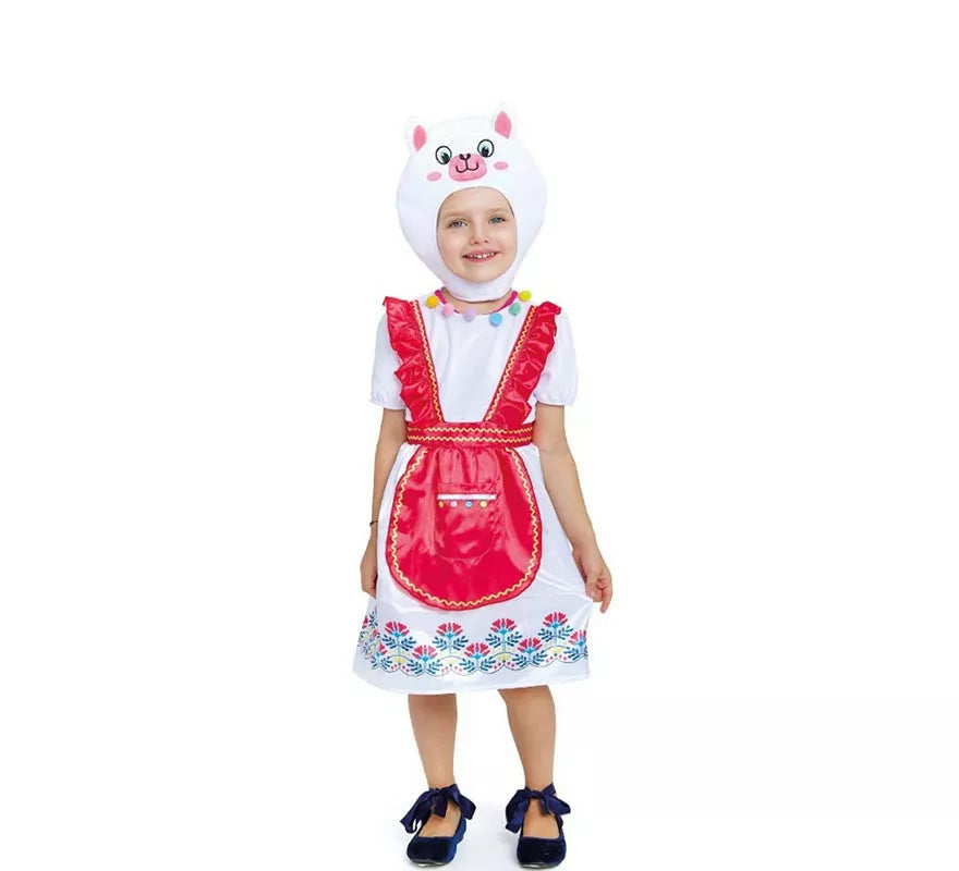 Translation missing: fr.Disfraz de Llama blanca en vestido con gorro para bebé