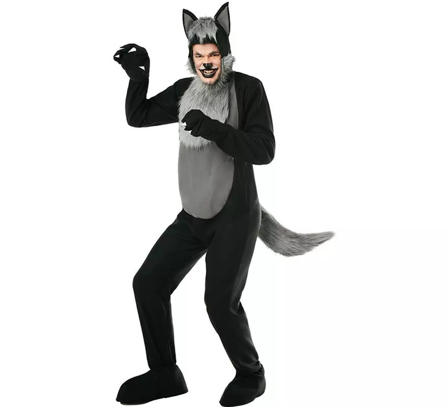 Translation missing: fr.Disfraz de Lobo Peludo negro para adultos