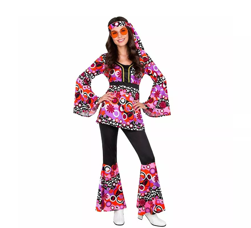 Translation missing: fr.Disfraz de los años 70 Acampanado Burbujas rosa para mujer