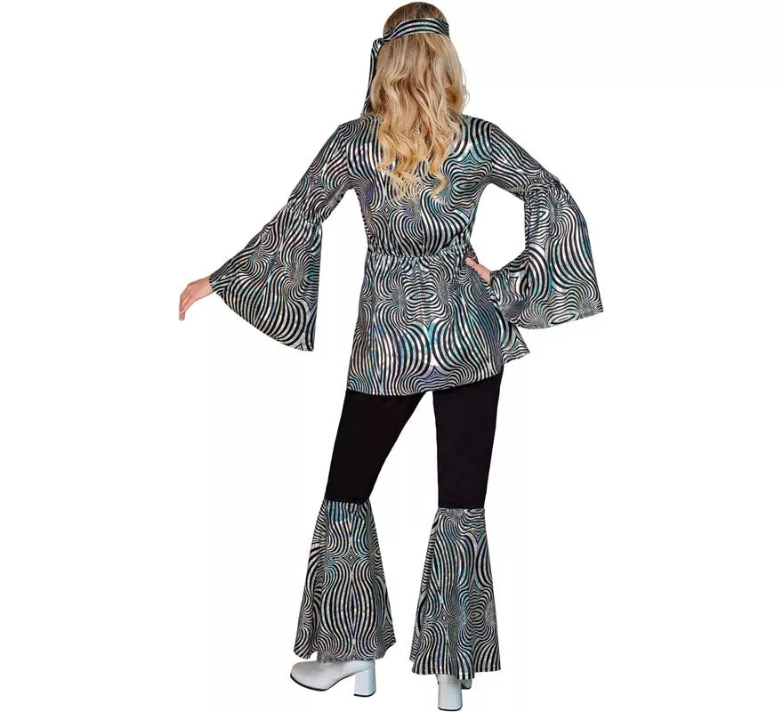 Disfraz de los años 70 Disco Olas plateadas para mujer