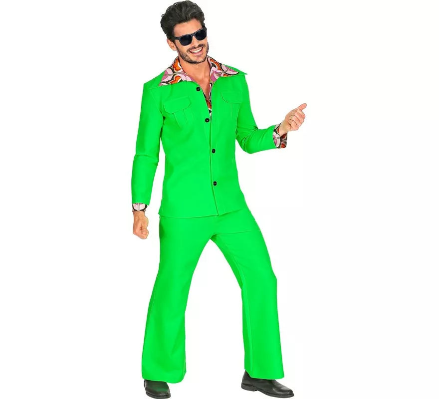 Translation missing: es.Disfraz de los años 70 Disco verde neón para hombre