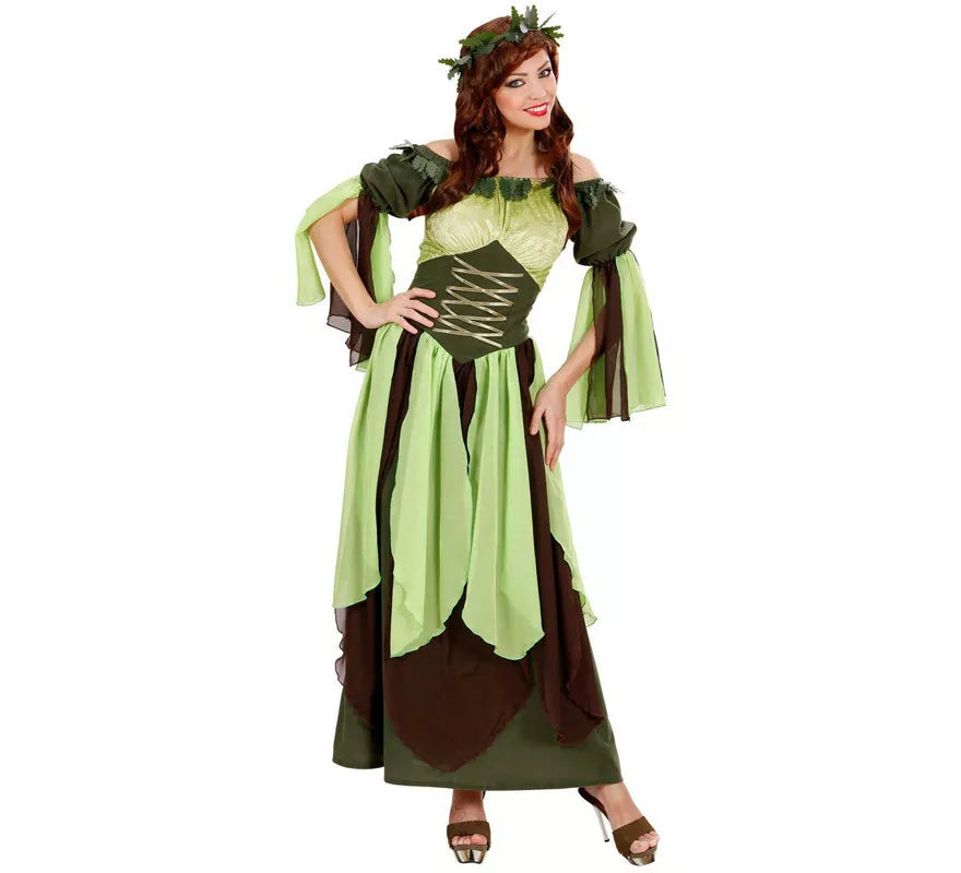Translation missing: fr.Disfraz de Madre Naturaleza Verde Medieval para mujer
