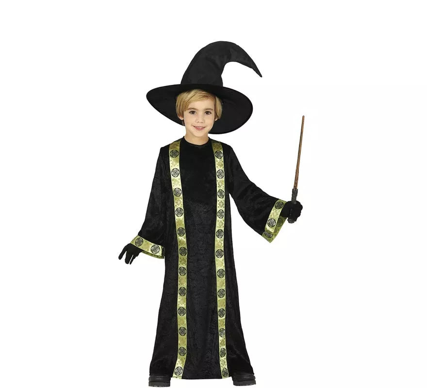 Translation missing: fr.Disfraz de Mago Negro y verde para niños